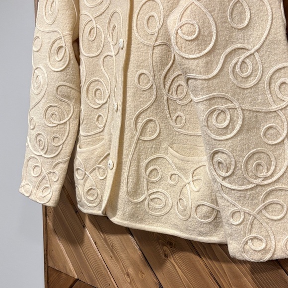 Tabi Cream Women's Button Up Cardigan Large 100% Pure New Wool WOOLMARK - Picture 2 of 11